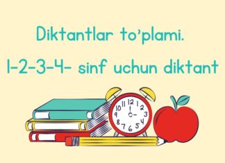 Diktantlar to'plami. 1-2-3-4- sinf uchun diktant